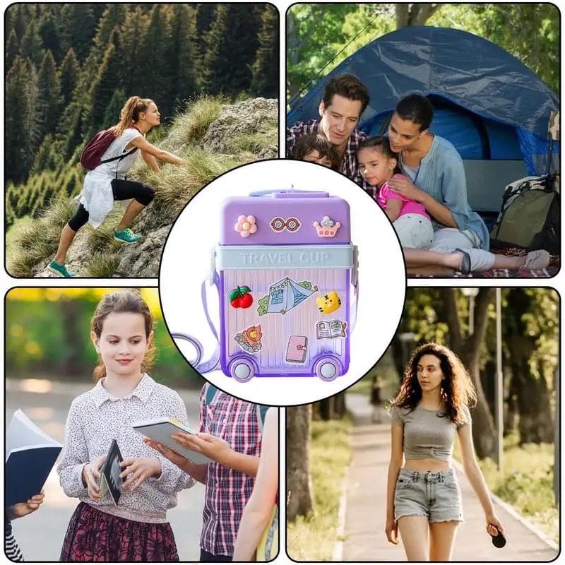 Briefcase Travel Cup, 450ml Plastic Water Cup with Straw Briefcase Shape Kids Water Bottle, Portable Drinking Cup for Girls Boys School, Easy to Carry Sports Bottles for Girls and Boys Briefcase Travel Cup, 450ml Plastic Water Cup with Straw Briefcase Shape Kids Water Bottle, Portable Drinking Cup for Girls Boys School, Easy to Carry Sports Bottles for Girls and Boys